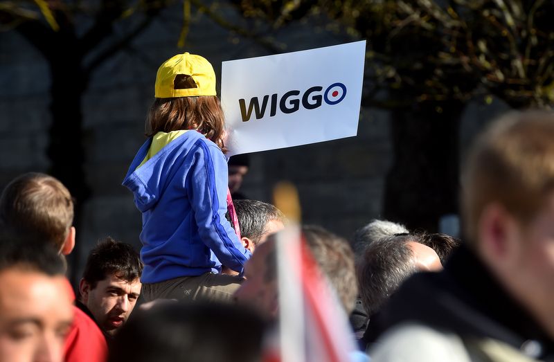 A young fan pays respect to 'Wiggo' at his last race for Team Sky, Paris-Roubaix