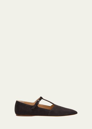 Lola Suede T-Strap Ballerina Flats