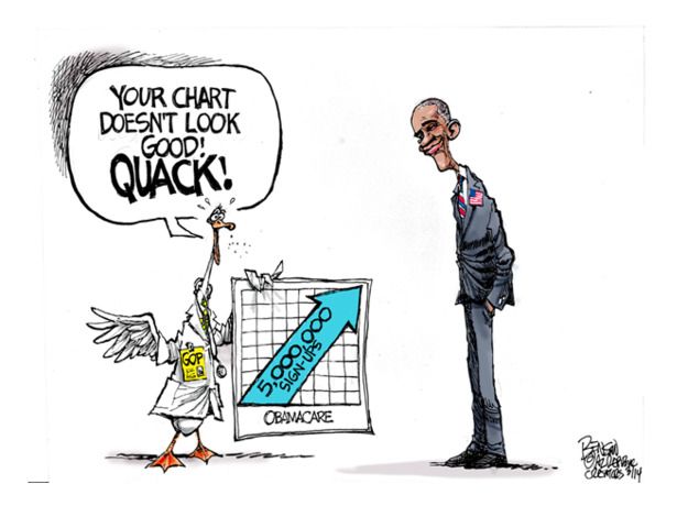 Obama cartoon ObamaCare sign-ups