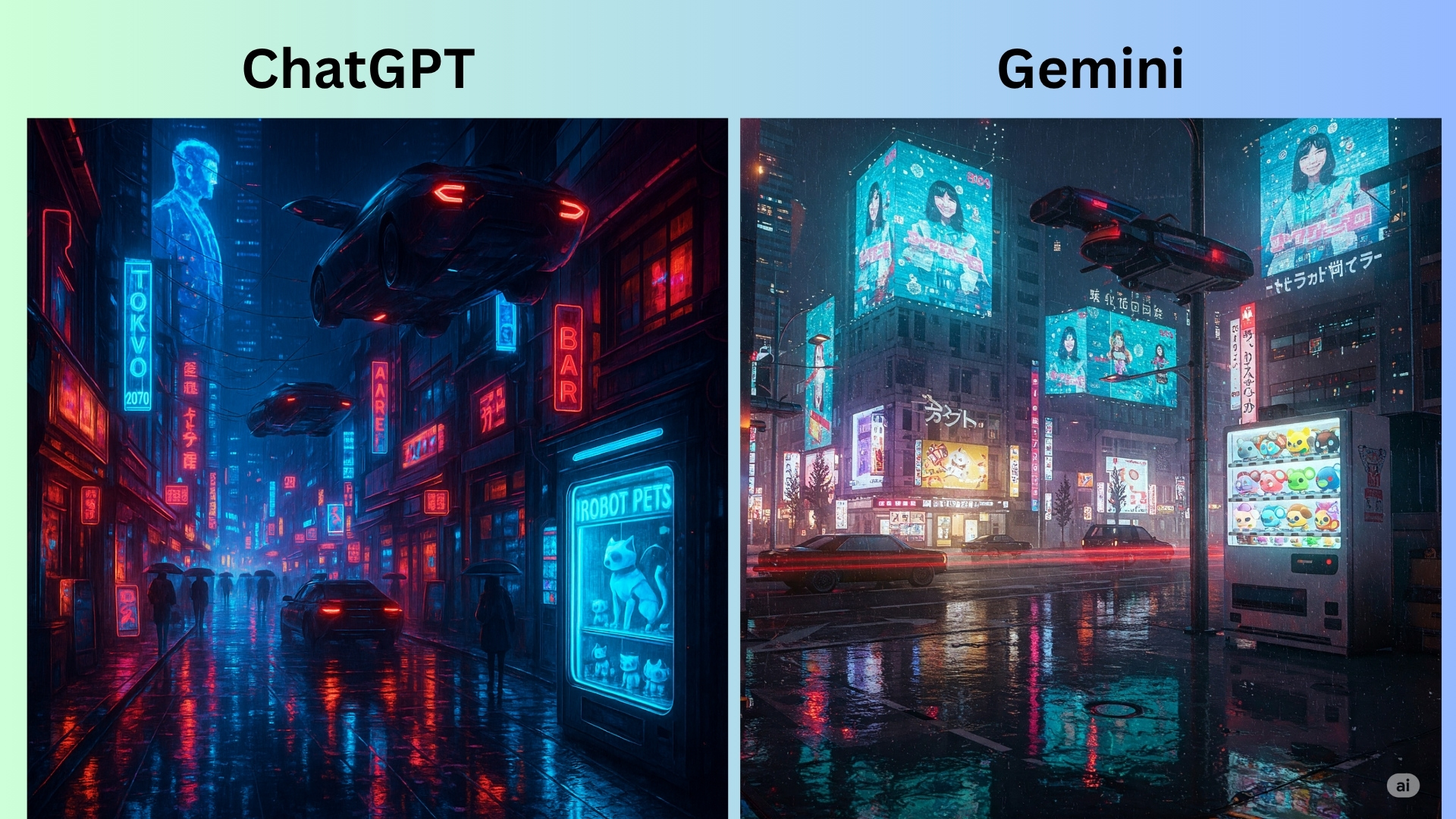 ChatGPT vs Gemini AI images of future worlds