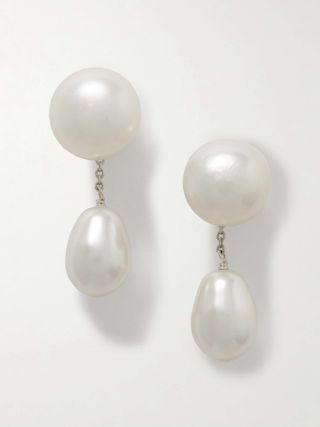 Small Eleanor Silver-Tone Pearl Earrings