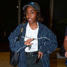 Ayo Edebiri arrives at the Venice airport