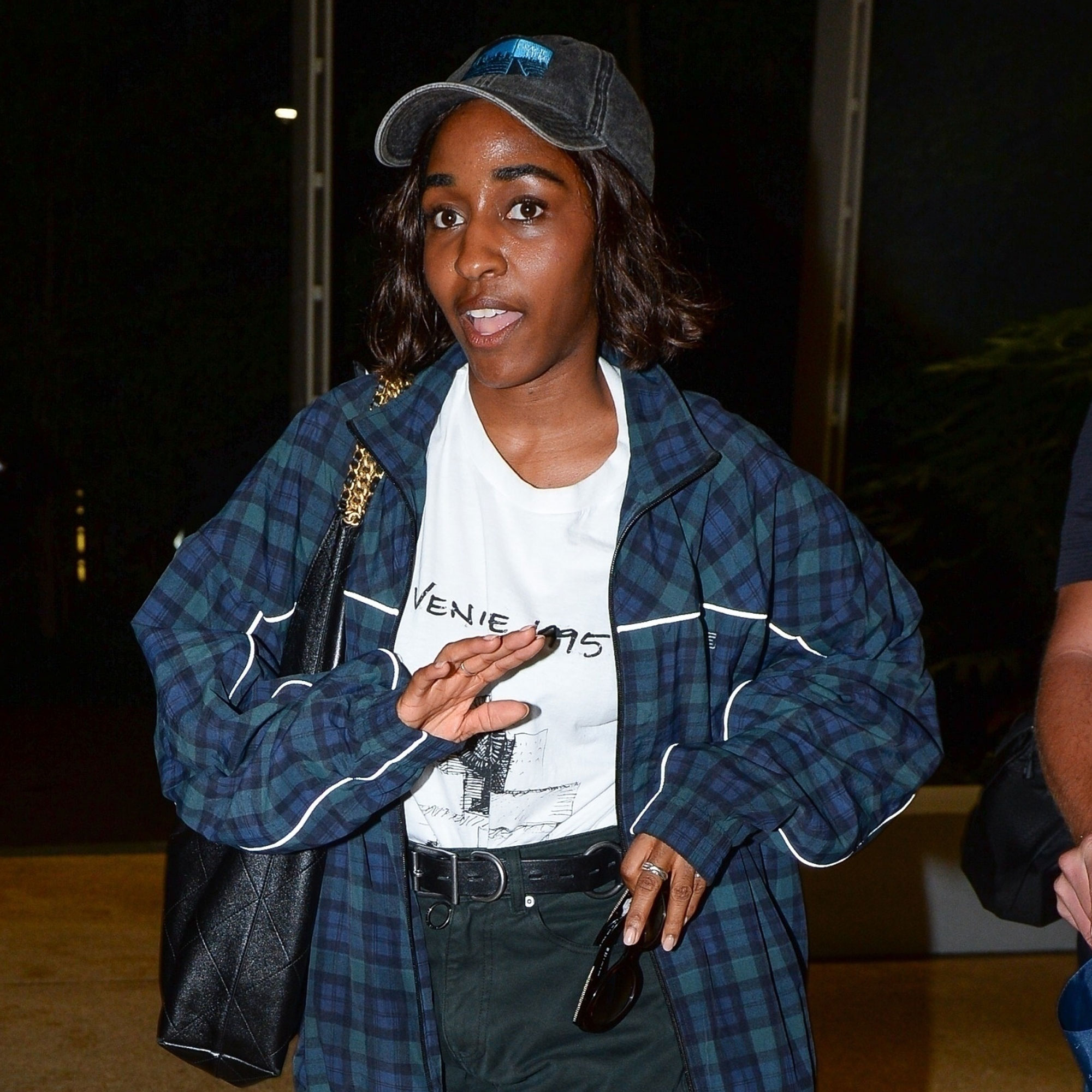 Ayo Edebiri arrives at the Venice airport