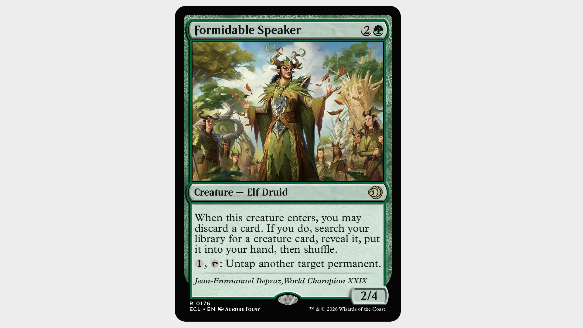 Formidable Speaker card on a plain background