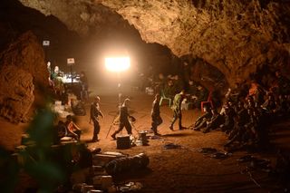Thai soldiers gather in Tham Luang cave at the Khun Nam Nang Non Forest Park in Chiang Rai on June 26, 2018 during a rescue operation for 12 boys and their soccer coach.