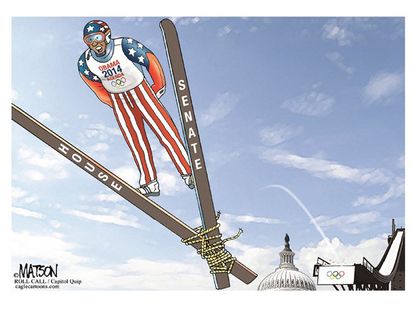 Obama cartoon agenda Olympics