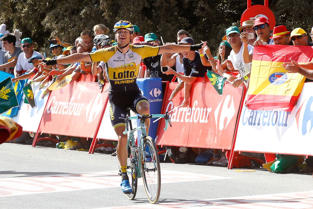 Bbert-Jan Lindeman wins stage 7 of the 2015 Vuelta a Espana.