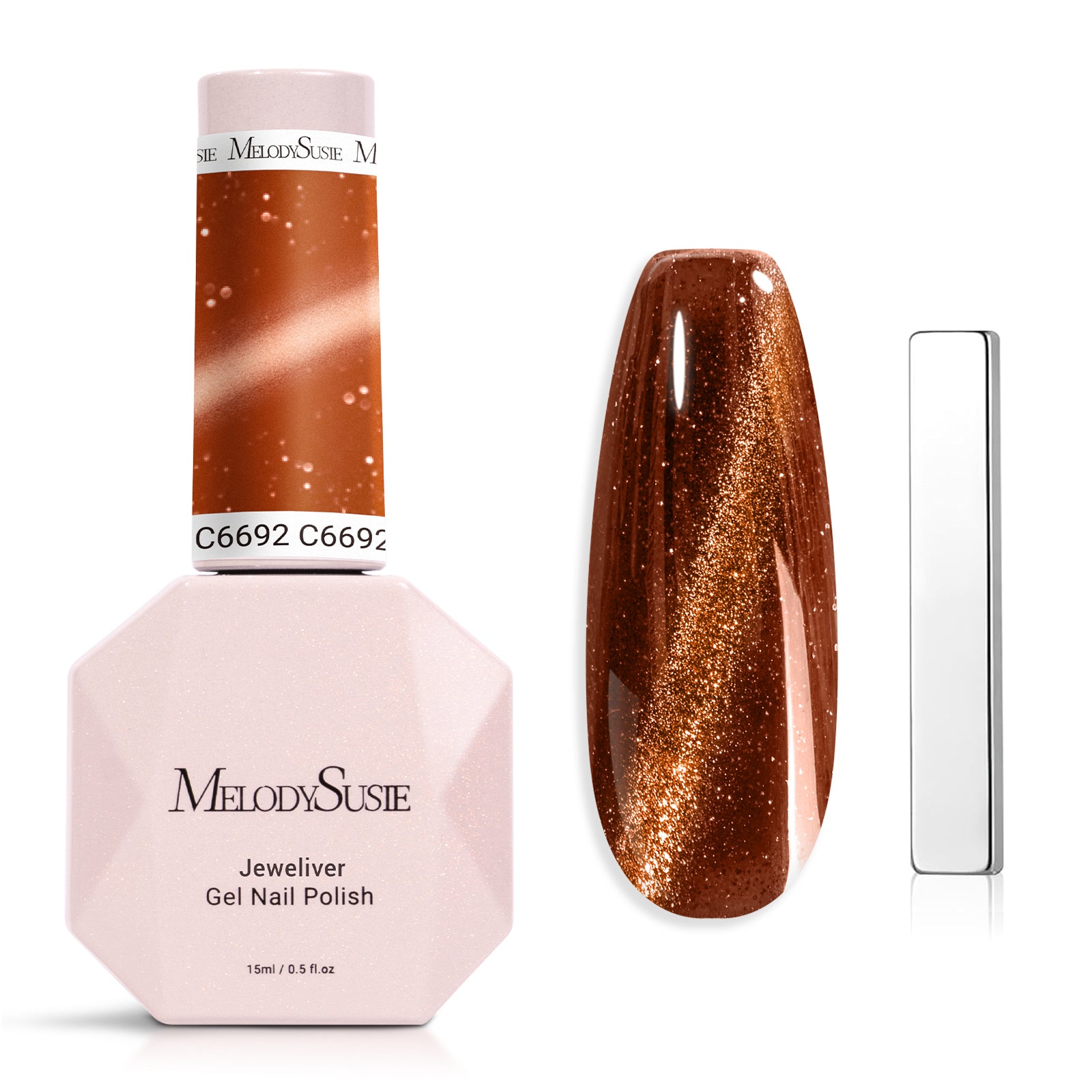 Jeweliver Cat Eye Gel Nail Polish 0.5 Fl Oz/15ml - Honey Brown C6692
