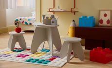 H&M home's lego collection in a neutral kids room