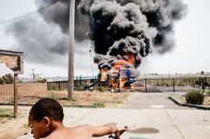 A playground burns in Alice Griffith, 2008. 