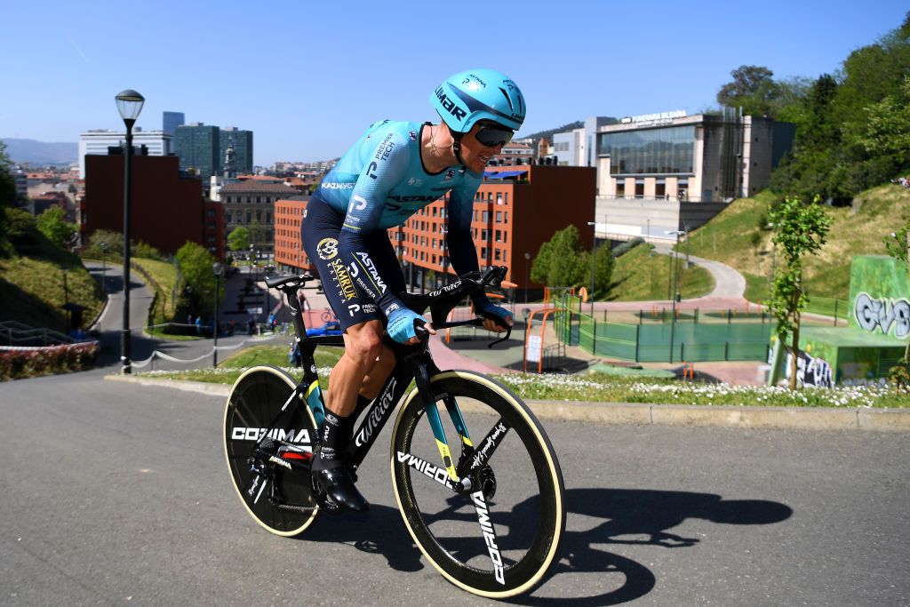 BILBAO SPAIN APRIL 05 Jakob Fuglsang of Denmark and Team Astana Premier Tech during the 60th ItzuliaVuelta Ciclista Pais Vasco 2021 Stage 1 a 139km individual time trial from Bilbao to Bilbao itzulia ehitzulia ITT on April 05 2021 in Bilbao Spain Photo by David RamosGetty Images