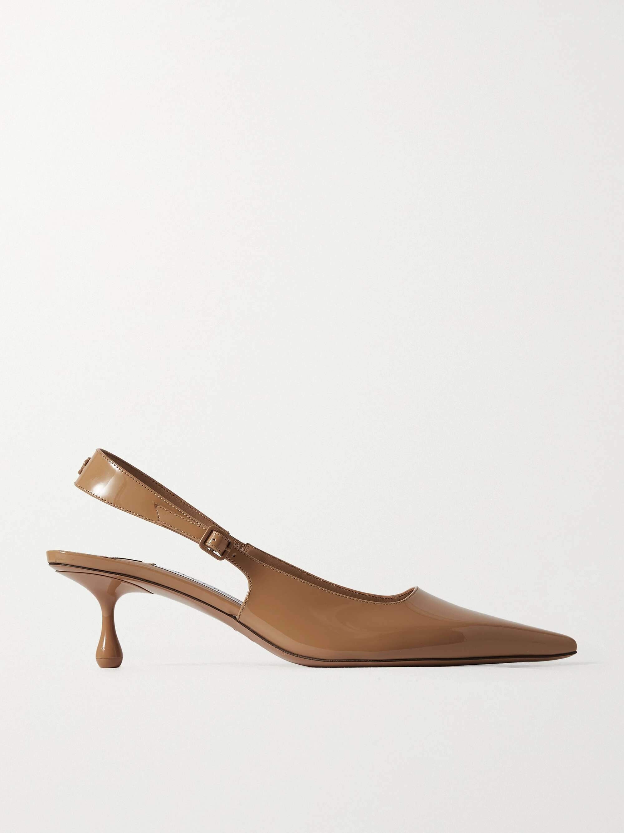 Amel 50 Logo-Embellished Patent-Leather Slingback Pumps