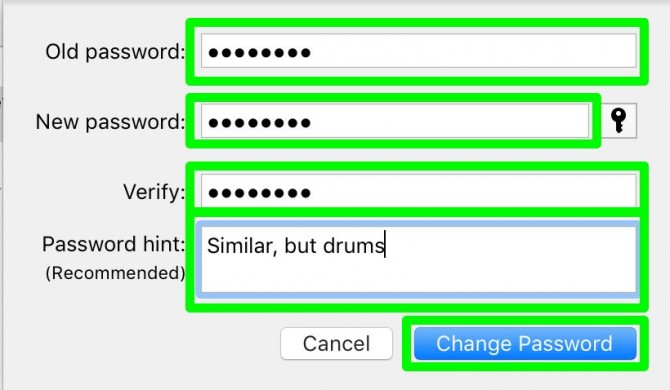 how to change my mac password