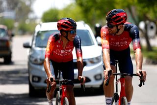 SAN JUAN ARGENTINA JANUARY 20 LR Egan Arley Bernal Gomez of Colombia and Filippo Ganna of Italy and Team INEOS Grenadiers during the 39th Vuelta a San Juan International 2023 Training Session on January 20 2023 in San Juan Argentina Photo by Maximiliano BlancoGetty Images