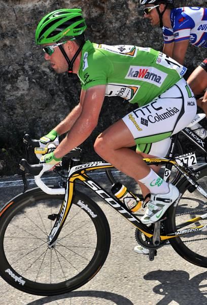 Points leader Mark Cavendish (HTC - Columbia) in action during stage eight.