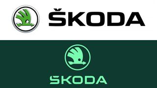 The new Skoda logo compared against the old Skoda logo
