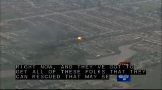 A structual fire broke out due to the tornado passing through Moore, Okla., on May 20, 2013.