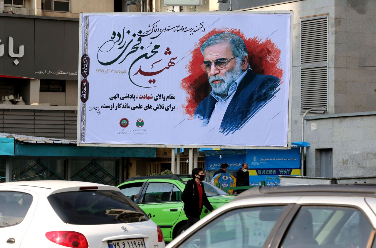 A billboard in honour of slain nuclear scientist Mohsen Fakhrizadeh in Tehran