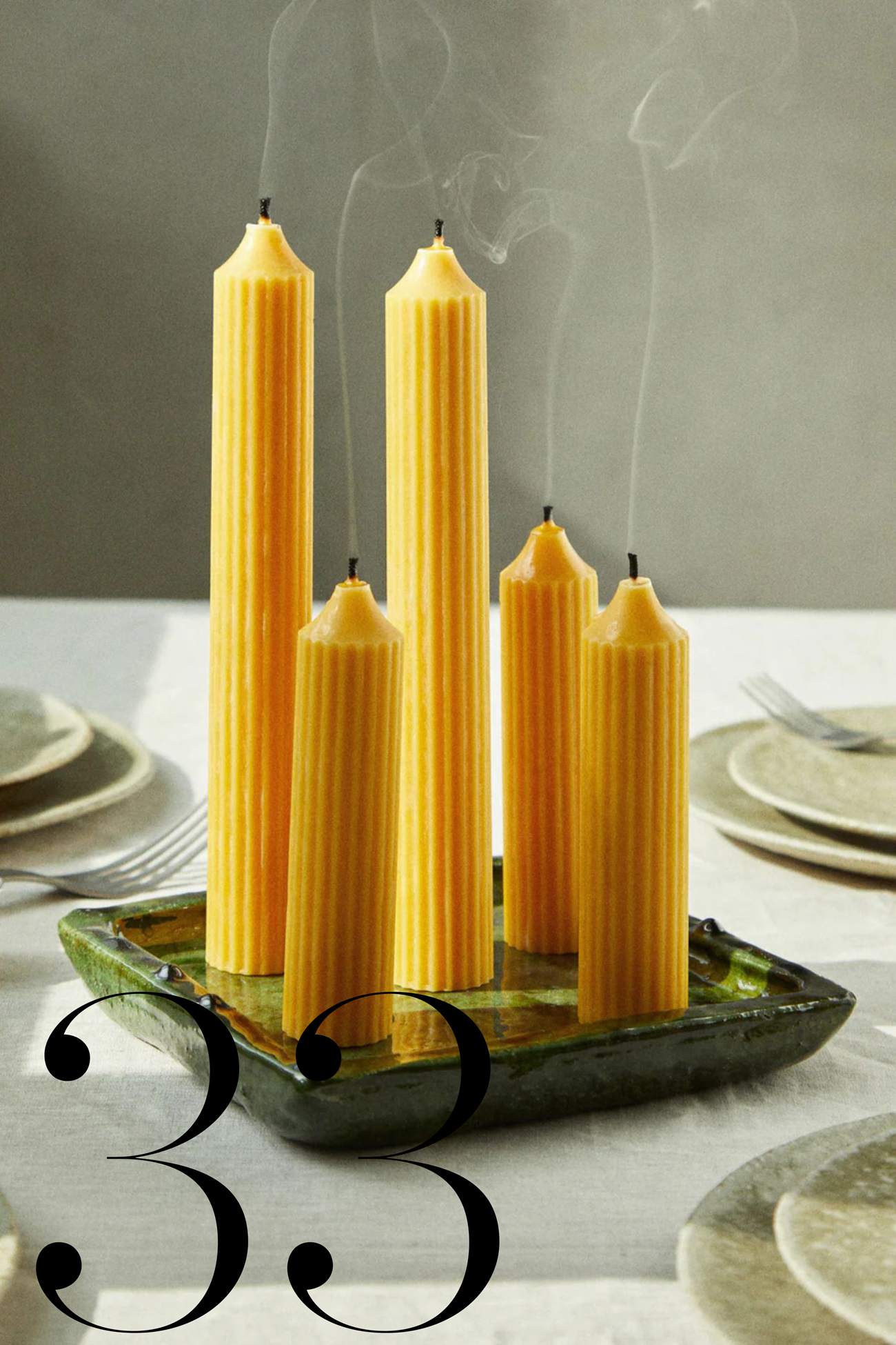 Bzzwax, Beeswax Ribbed Candles, Set of 8