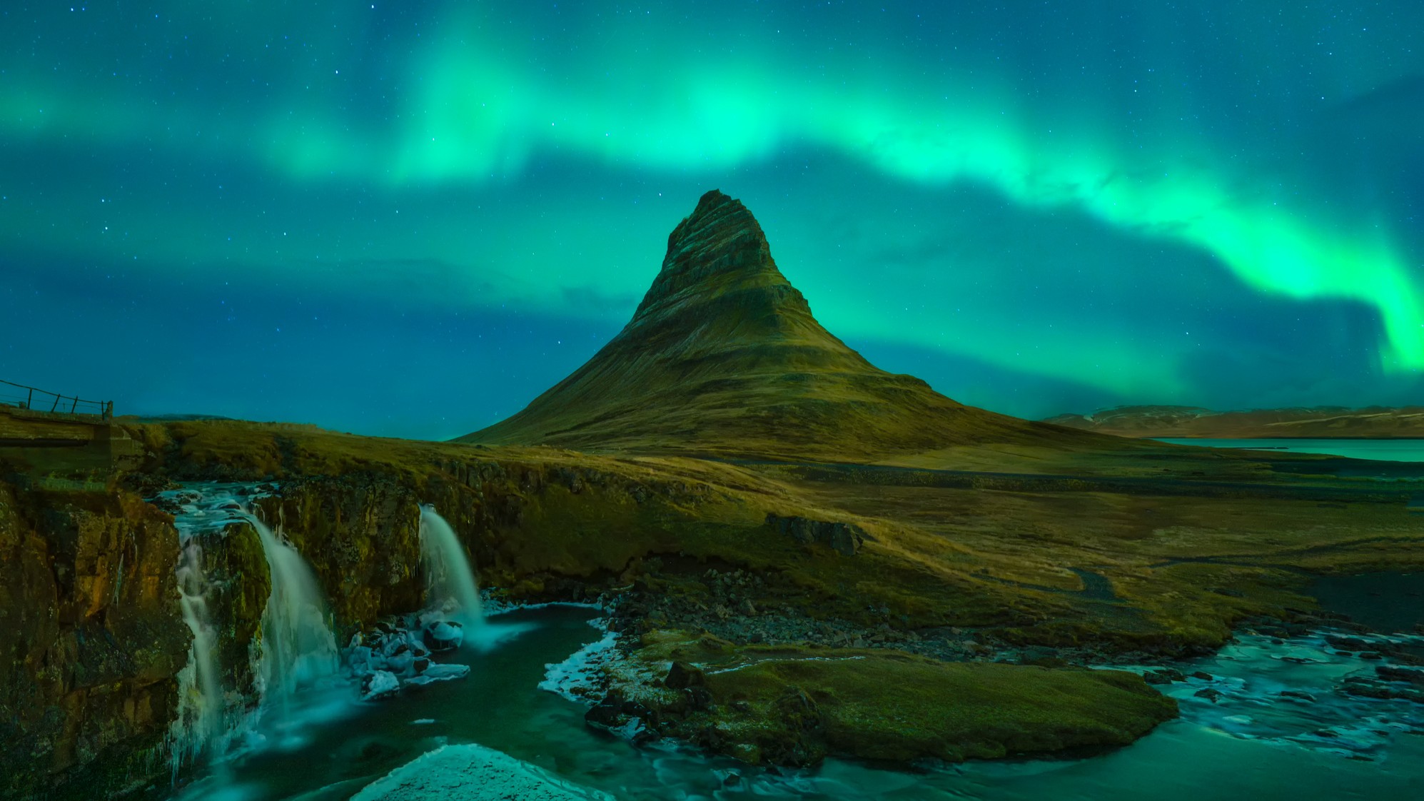 Northern lights at Mount Kirkjufell, Iceland, Aurora