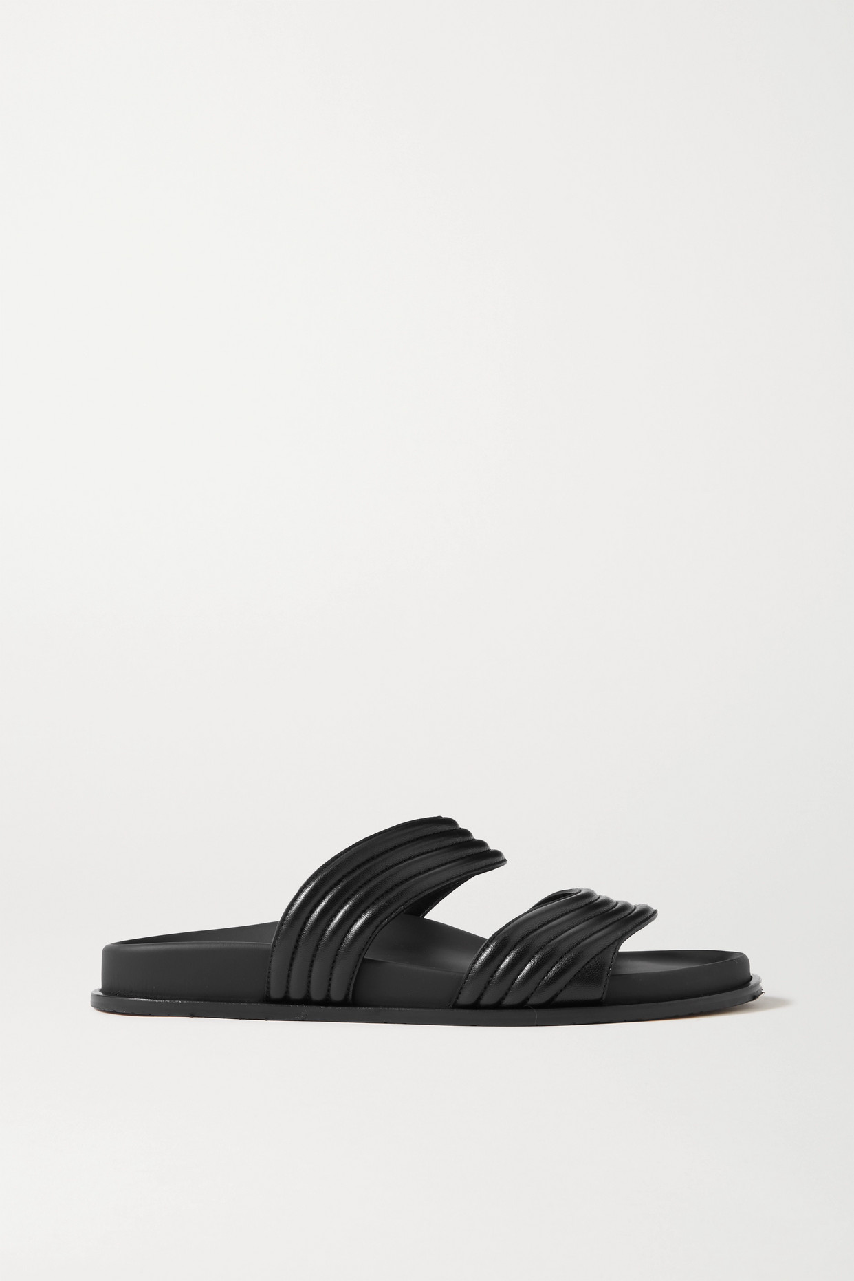 Ribbed Leather Slides