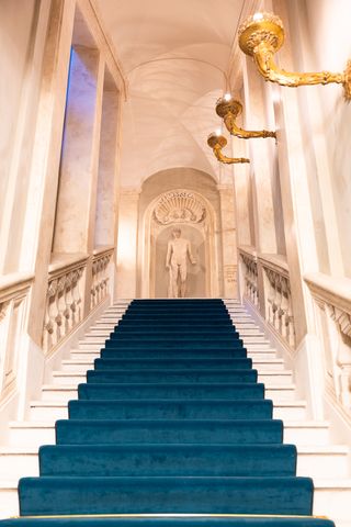 A blue velvet staircase