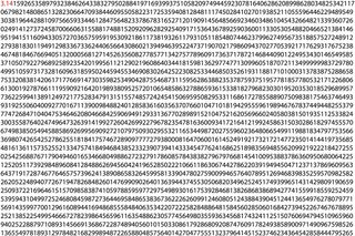 Number Pi - 3.1415 - with 2,715 decimal places.