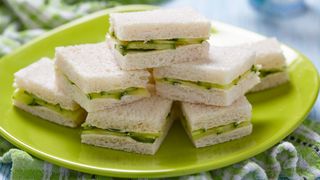 Cucumber sandwiches on a plate