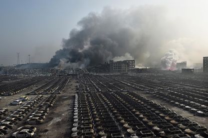 Tianjin, China, one day after explosions rocked a warehouse.
