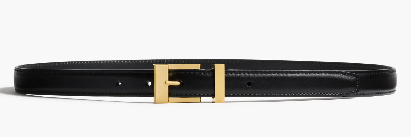 Khaite, Manhattan Belt in Black Leather With Gold
