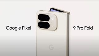 google pixel 9 pro fold teaser image with a white version of the foldable