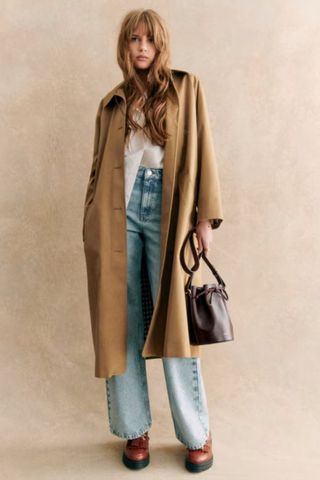 Sézane Clyde Trench Coat in Camel