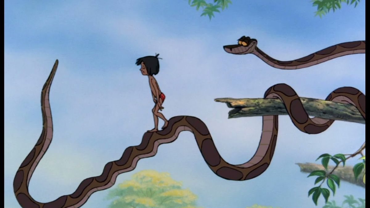 Kaa and Mogli in The Jungle Book