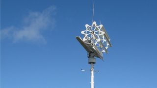 The top of a new bird-friendly wind turbine developed by Crossflow