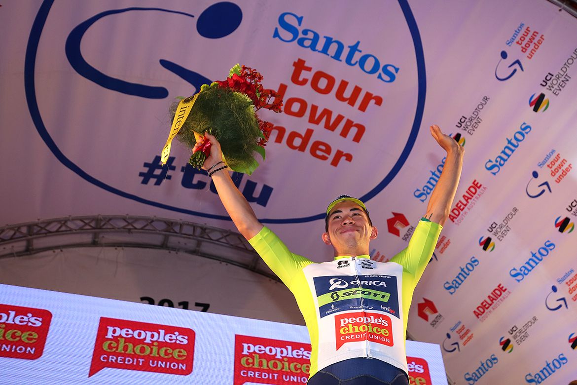 Caleb Ewan on the podium