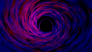 A still photo from a new simulation shows the inner accretion disk of a black hole glowing with X-rays.