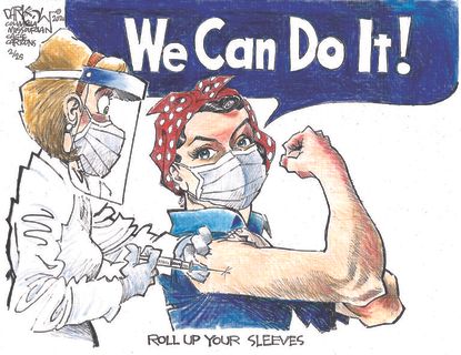 Editorial Cartoon U.S. we can do it covid vaccines