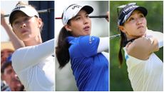 Images of Nelly Korda, Jeeno Thitikul and Lydia Ko