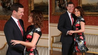 Two photos of Princess Eugenie and Jack Brooksbank from their engagement announcement