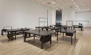 Sterling Ruby's graveyard of work tables calls out to a museological survey of San Diego’s Labor Link TV