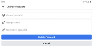 How to change password on Facebook app: Type current and new passwords