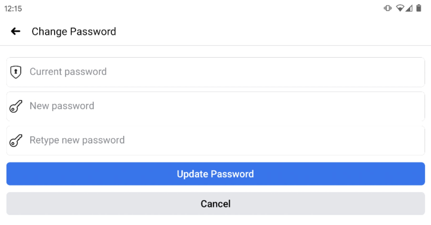 Как изменить пароль в приложении Facebook: введите текущий и новый пароли