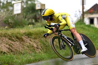 PAU FRANCE JULY 30 Demi Vollering of The Netherlands and Team SD Worx Protime Yellow leader jersey sprints during the 2nd Tour de France Femmes 2023 Stage 8 a 226km individual time trial stage from Pau to Pau UCIWWT on July 30 2023 in Pau France Photo by Tim de WaeleGetty Images