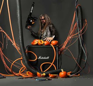 Rob Zombie with pumpkins