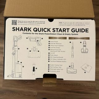 Quick start guide of the Shark PowerDetect Clean and Empty cordless vacuum cleaner