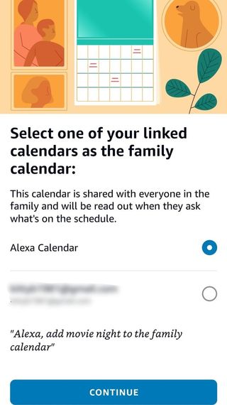 Alexa App Select Family Calendar