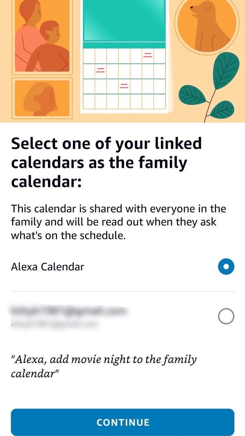 Alexa Uygulaması Aile Takvimini Seçin