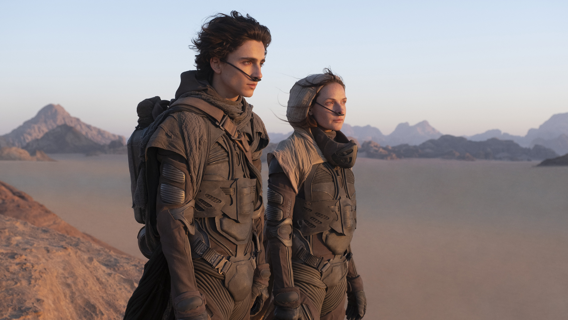 Timothee Chalamet and Rebecca Ferguson as Paul Atreides and Lady Jessica in Dune