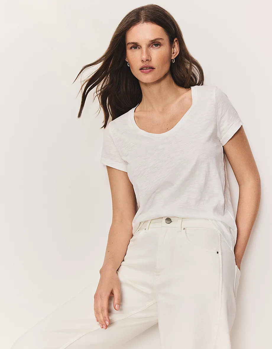 The Perfect Organic Cotton Slub Scoop Neck T-Shirt&amp;nbsp; | the White Company