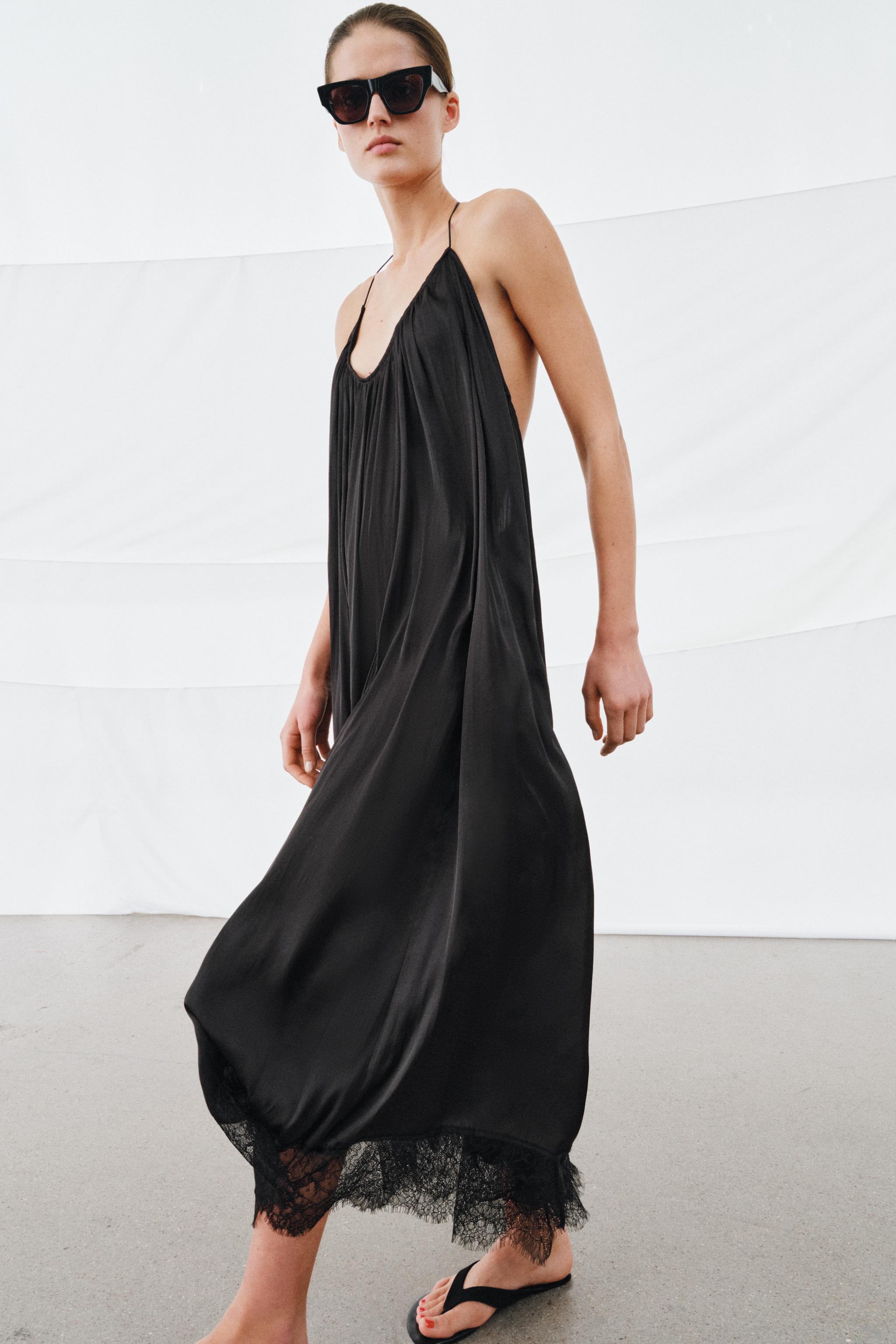 Zw Collection Satin Lace Halter Dress
